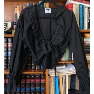 VINTAGE Ruffle Sleeve & Collar Wrap Blouse